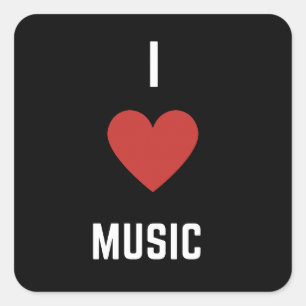 I Love Music Square Sticker