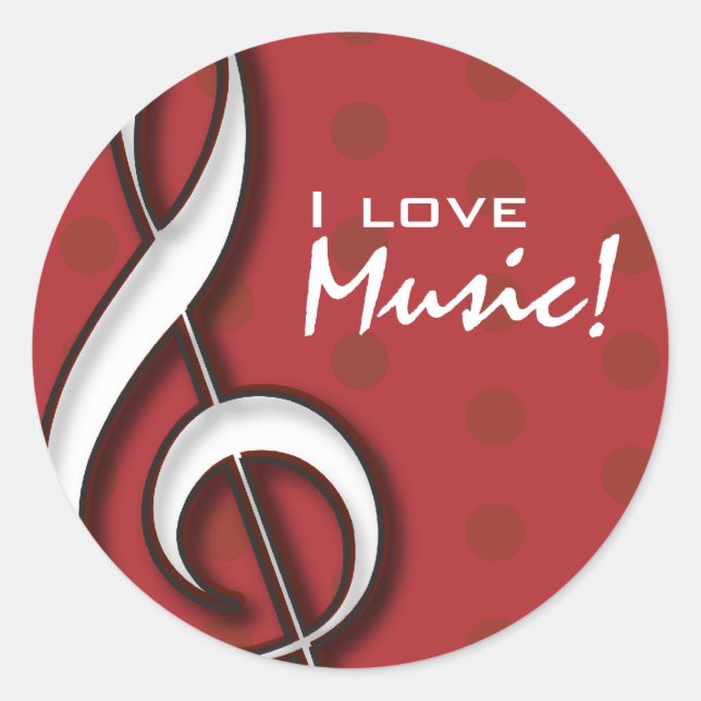 I Love Music Sticker with customisable text (Front)