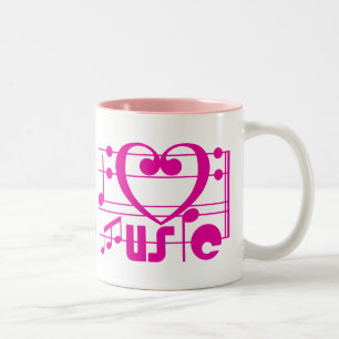 I LOVE MUSIC Two-Tone COFFEE MUG