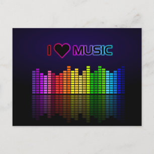I Love Music with Equilizer Postcard