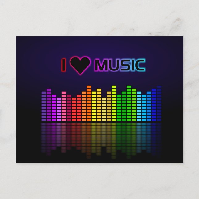 I Love Music with Equilizer Postcard (Front)