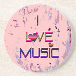 I Love Music with Hearts Coaster