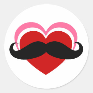 I LOVE MUSTACHE CLASSIC ROUND STICKER