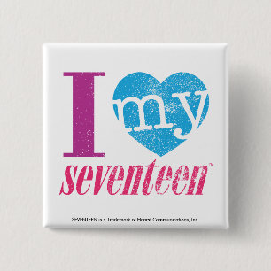 I Love My 17 Aqua 15 Cm Square Badge
