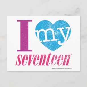 I Love My 17 Aqua Postcard
