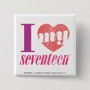 I Love My 17 Pink 15 Cm Square Badge
