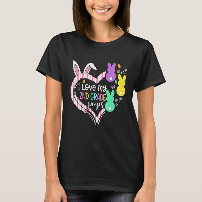 I Love My 2nd Grade Bunnies On Easter Day Heart Gr T-Shirt (Front)