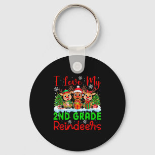 I Love My 2nd Grade Reindeers Christmas Teacher St Key Ring