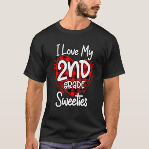 I Love My 2nd Grade Sweeties Leopard Plaid Heart T T-Shirt