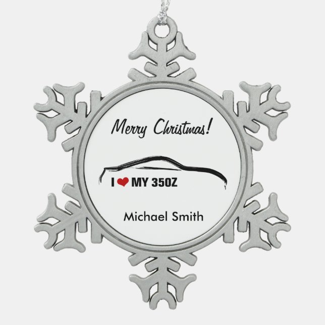 I love my 350Z Snowflake Pewter Christmas Ornament (Front)