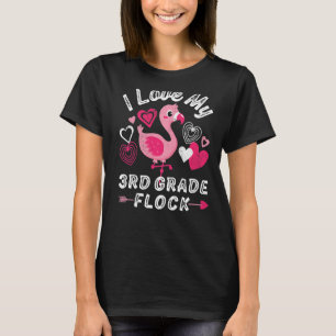 I Love My 3rd Grade Flock Flamingo Third Grade Hea T-Shirt