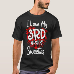 I Love My 3rd Grade Sweeties Leopard Plaid Heart T T-Shirt