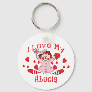 I love My Abuela Rag Doll & Hearts Key Ring