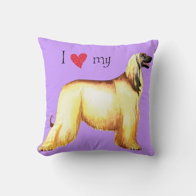 I Love my Afghan Hound Cushion (Front)