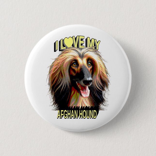 I Love My Afghan Hound – Elegant Dog Lover Design 6 Cm Round Badge (Front)