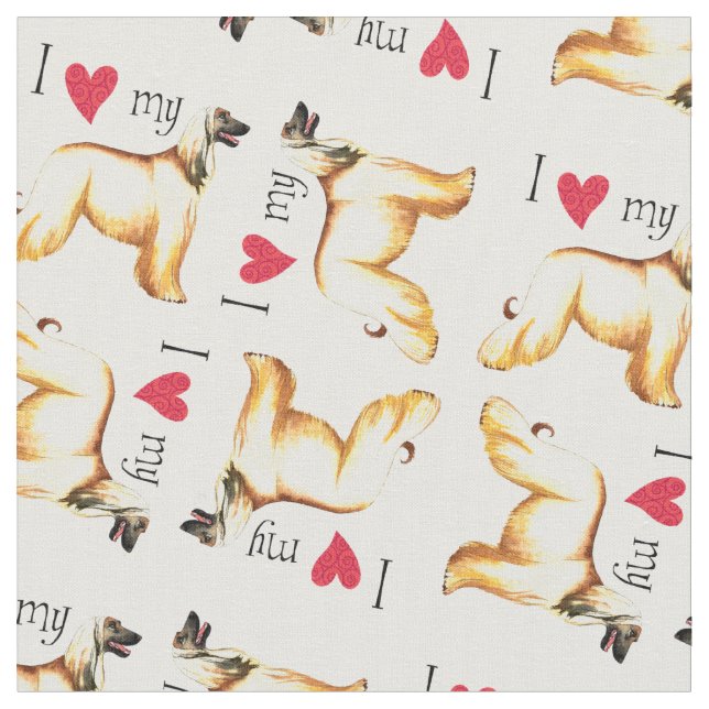 I love my Afghan Hound Fabric (Close Up)