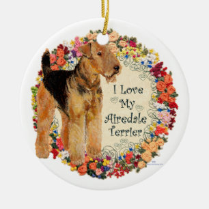 I Love My Airedale Ceramic Ornament