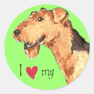 I Love my Airedale Classic Round Sticker