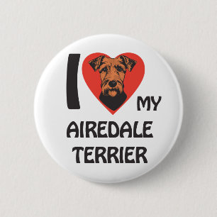 I Love My Airedale Terrier Cute & Proud Dog Lover 6 Cm Round Badge