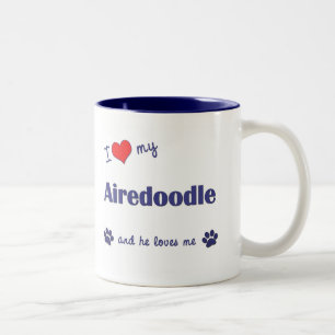 I Love My Airedoodle (Male Dog) Two-Tone Coffee Mug