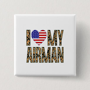 I Love My Airman - Camo 15 Cm Square Badge