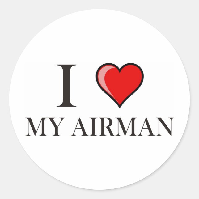 I Love My Airman Classic Round Sticker (Front)