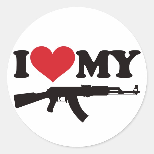 I Love My AK47 Classic Round Sticker (Front)