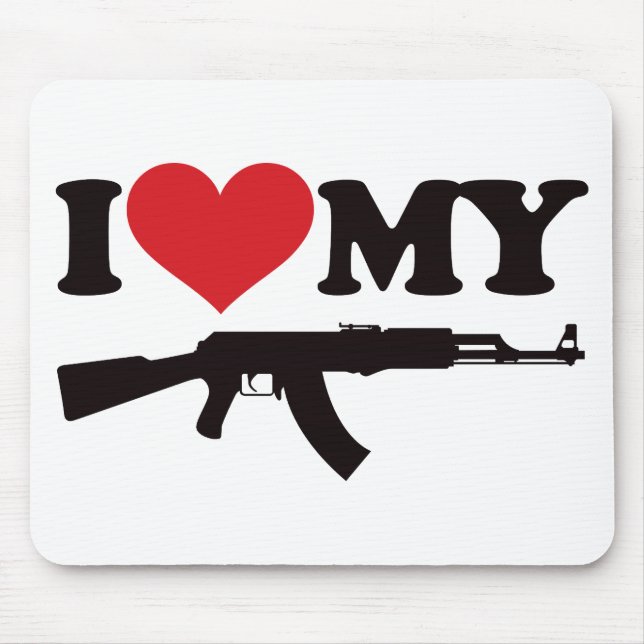 I Love My AK47 Mouse Pad (Front)