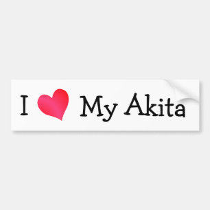 I Love My Akita Bumper Sticker