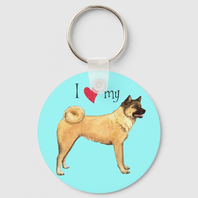 I Love my Akita Key Ring (Front)