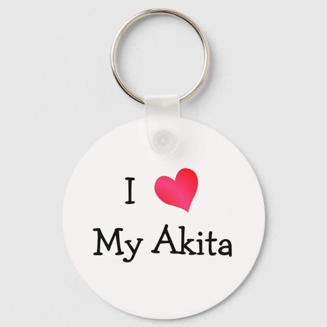 I Love My Akita Key Ring (Front)