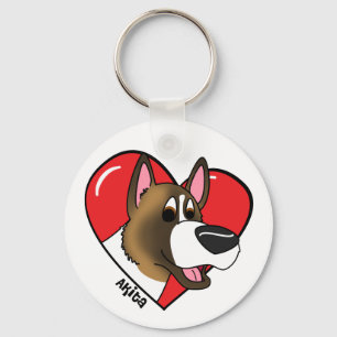 I Love my Akita Keychain (Cartoon)