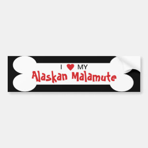 I Love My Alaskan Malamute Dog Breed Bumper Sticker