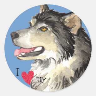 I Love my Alaskan Malemute Classic Round Sticker