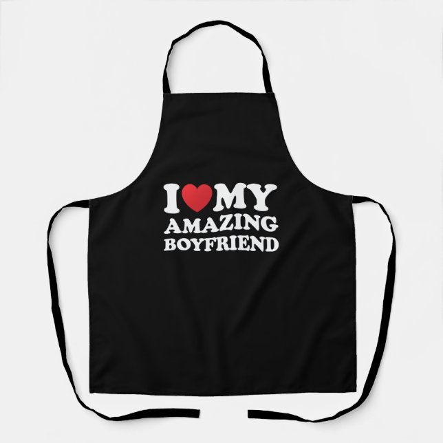 I Love My Amazing Boyfriend I Heart My Hot Bf Apron (Front)