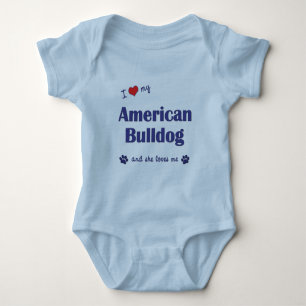 I Love My American Bulldog (Female Dog) Baby Bodysuit