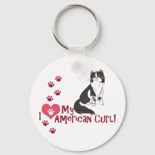 I Love My American Curl! Key Ring