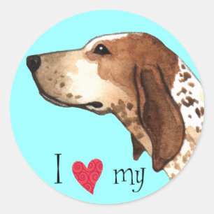 I Love my American English Coonhound Classic Round Sticker