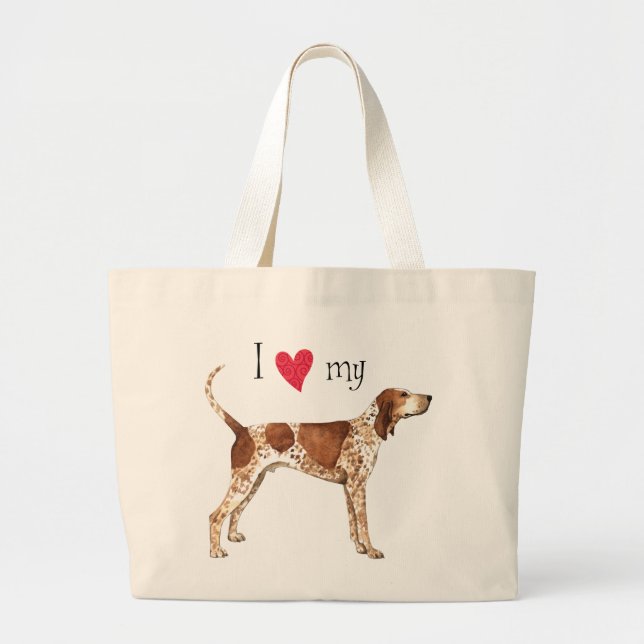 I Love my American English Coonhound Large Tote Bag (Front)