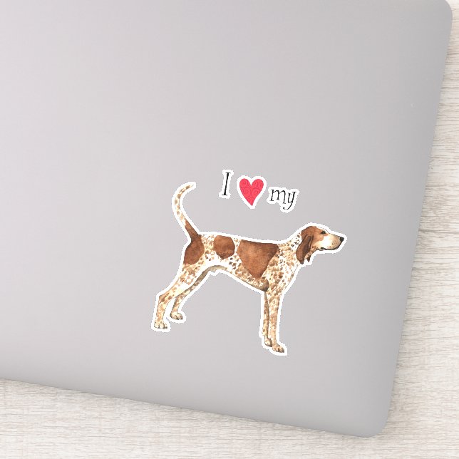 I Love my American English Coonhound Vinyl Sticker (Detail)