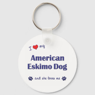 I Love My American Eskimo Dog (Female Dog) Key Ring
