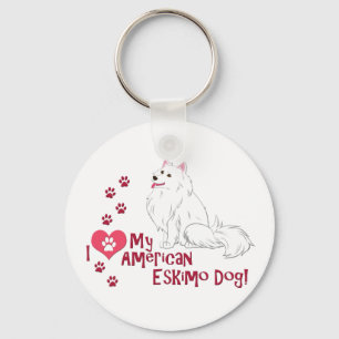 I Love My American Eskimo Dog! Key Ring