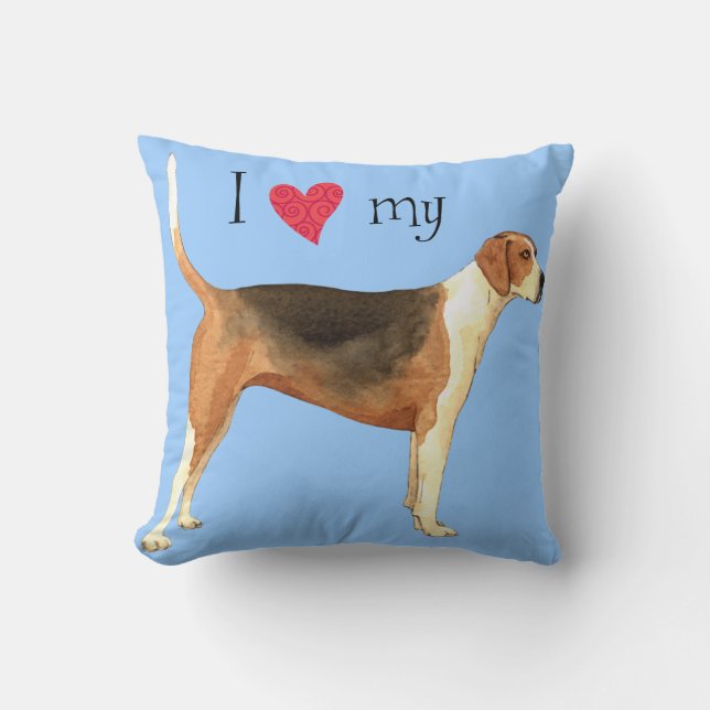 I Love my American Foxhound Cushion (Front)