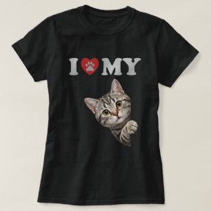 I Love My American Shorthair Cat Art T-Shirt