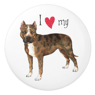 I Love my American Staffordshire Terrier Ceramic Knob