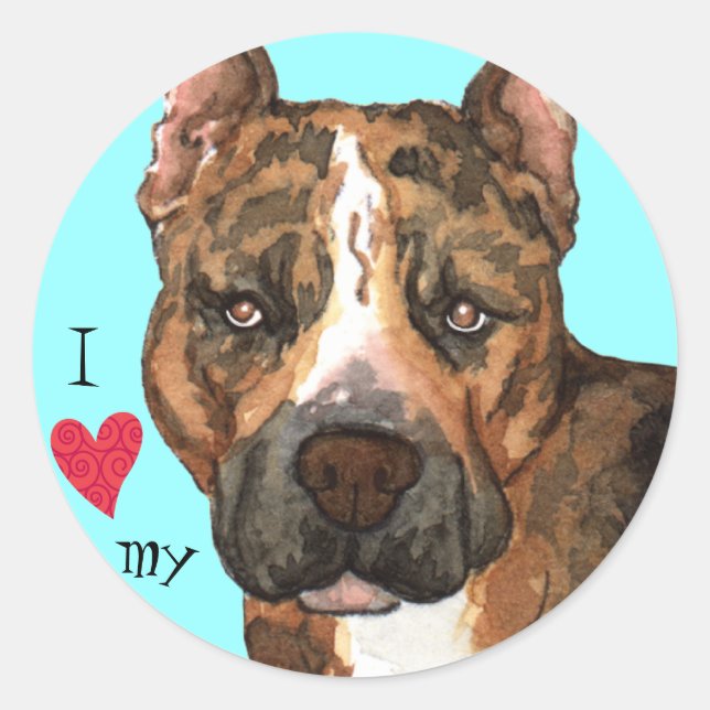 I Love my American Staffordshire Terrier Classic Round Sticker (Front)