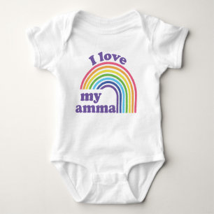 I Love My Amma - Cute Rainbow  Baby Bodysuit