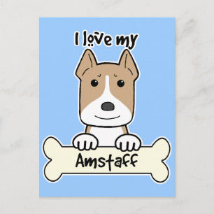 I Love My Amstaff Postcard