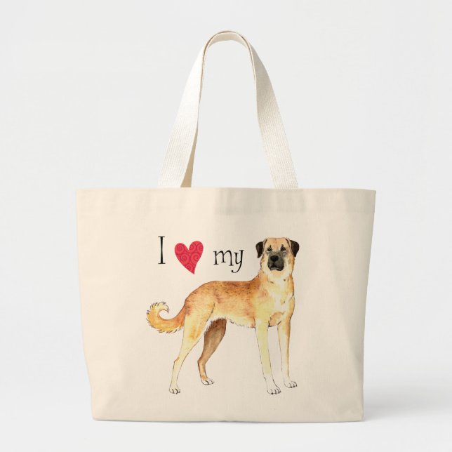 I Love my Anatolian Shepherd Large Tote Bag (Front)