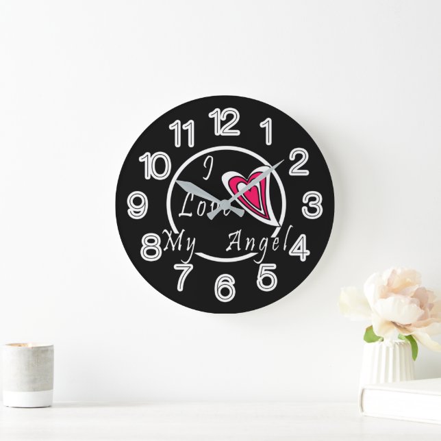 I love my Angel   Large Clock (Home)